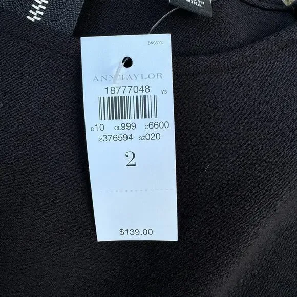 Ann Taylor Dress Black Size 2 NWT New Little Black Dress LBD Classic Event Work - Picture 8 of 9